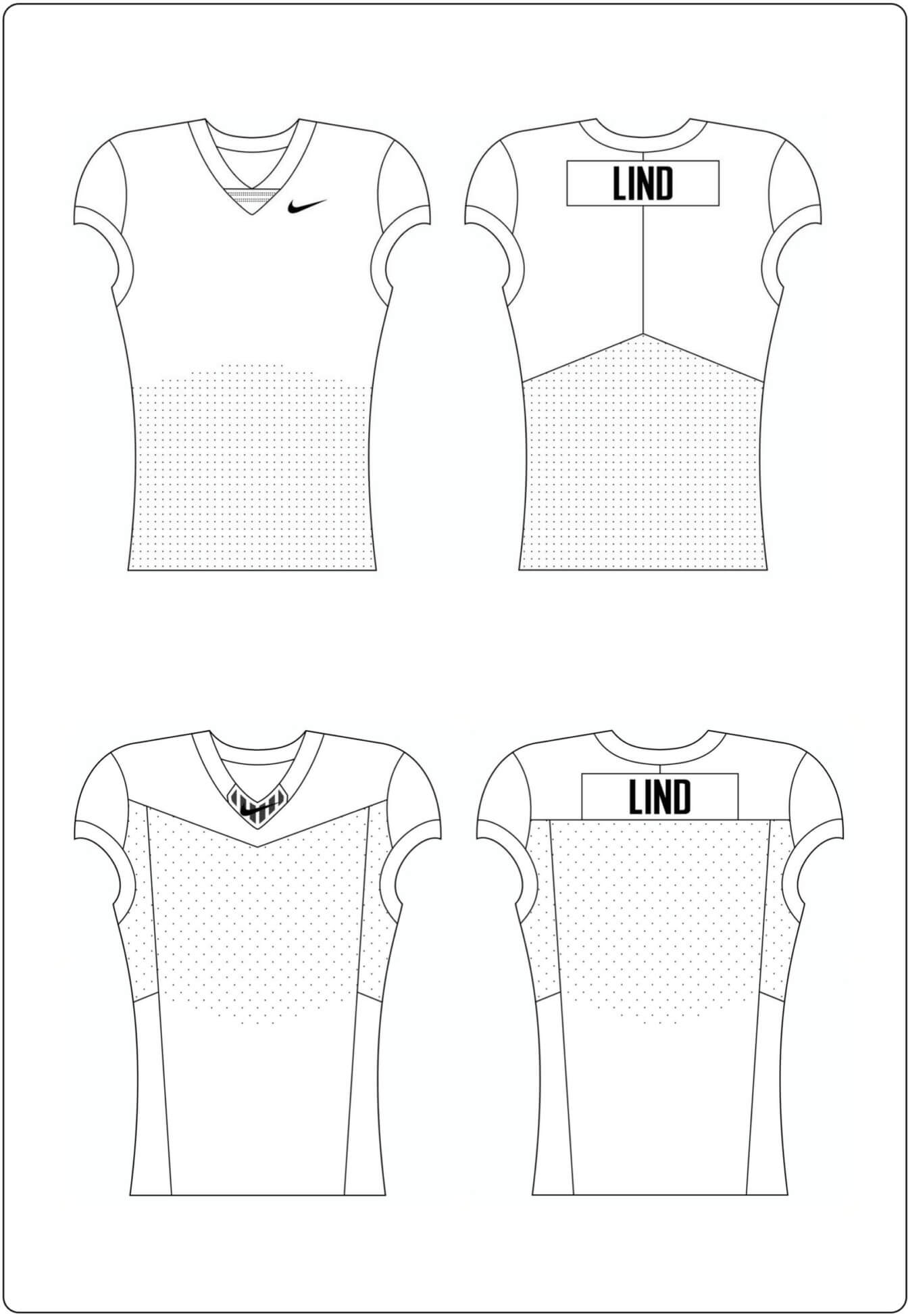 Top: Old Nike template Bottom: New Nike FUSE template. (Uni Watch)